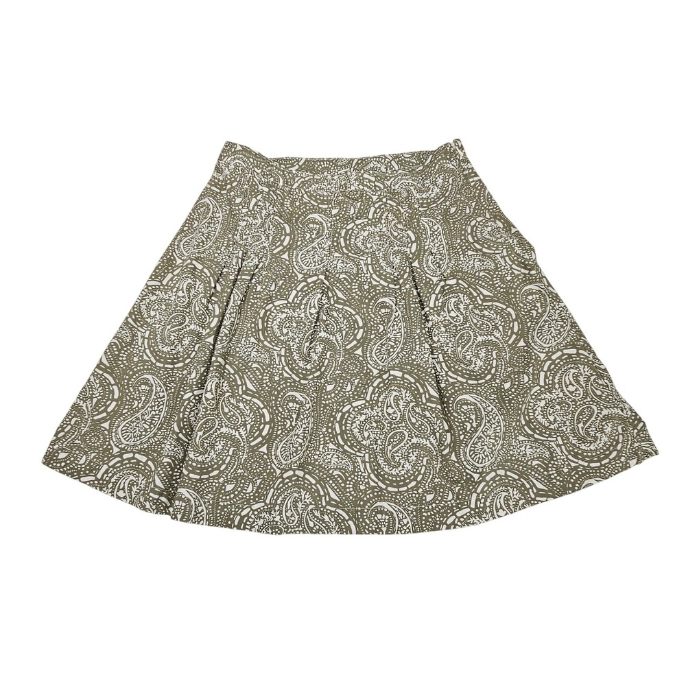 GAP Womens Olive Green Paisley Cotton Pleated A-Line Mini Skirt Size 10